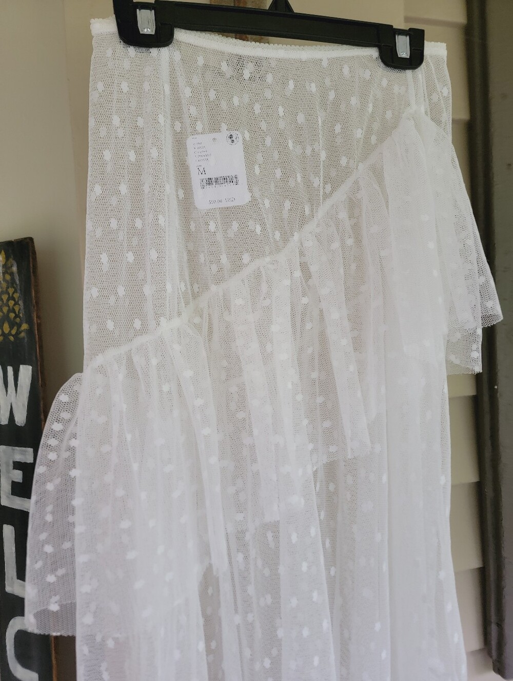 Free People Run Wild White Polka Swiss Dot Ruffled Half Slip Skirt Nwt Sz M - Picture 8 of 11